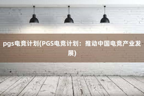 pgs电竞计划(PGS电竞计划：推动中国电竞产业发展)