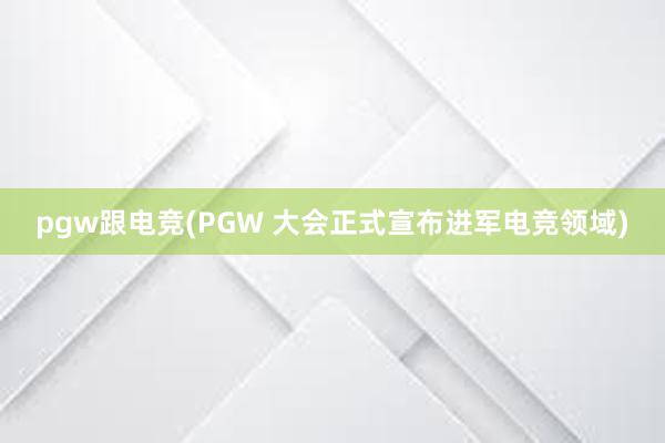 pgw跟电竞(PGW 大会正式宣布进军电竞领域)