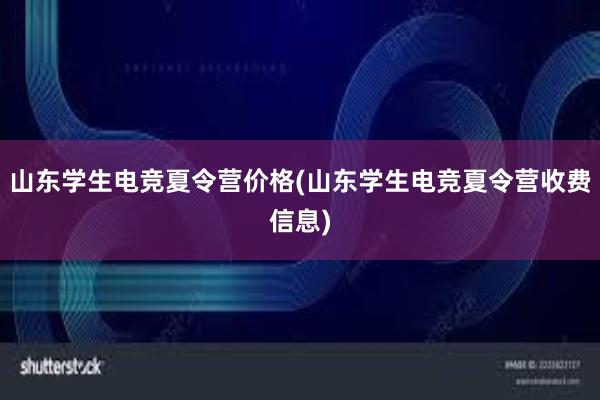 山东学生电竞夏令营价格(山东学生电竞夏令营收费信息)