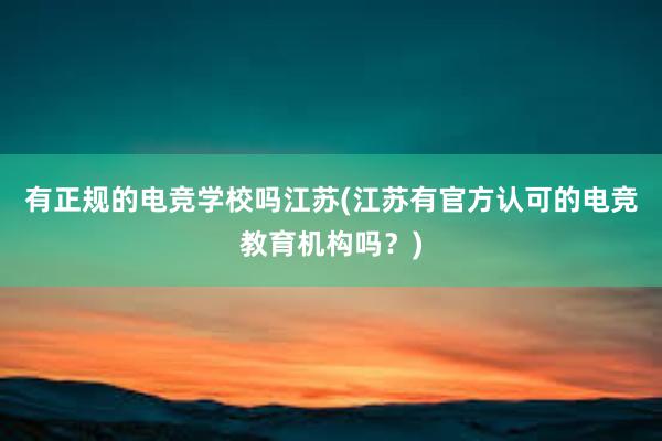 有正规的电竞学校吗江苏(江苏有官方认可的电竞教育机构吗？)