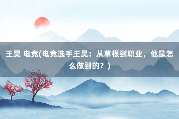 王昊 电竞(电竞选手王昊：从草根到职业，他是怎么做到的？)