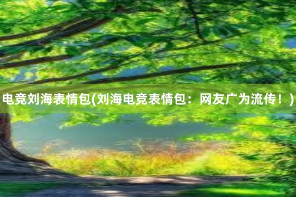 电竞刘海表情包(刘海电竞表情包：网友广为流传！)