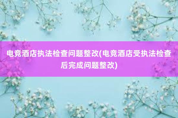 电竞酒店执法检查问题整改(电竞酒店受执法检查后完成问题整改)