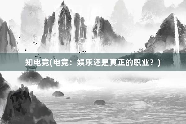 知电竞(电竞：娱乐还是真正的职业？)