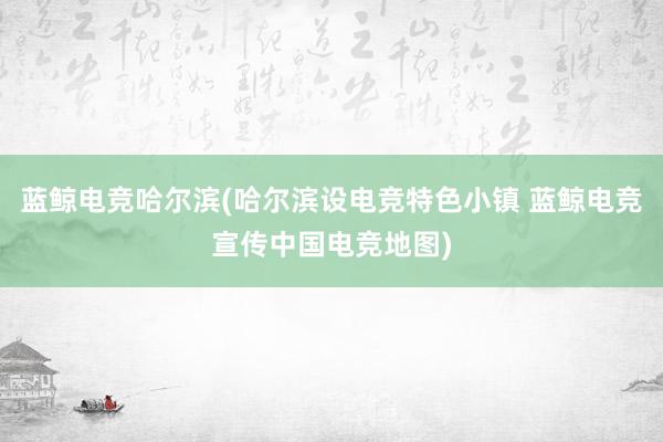 蓝鲸电竞哈尔滨(哈尔滨设电竞特色小镇 蓝鲸电竞宣传中国电竞地图)