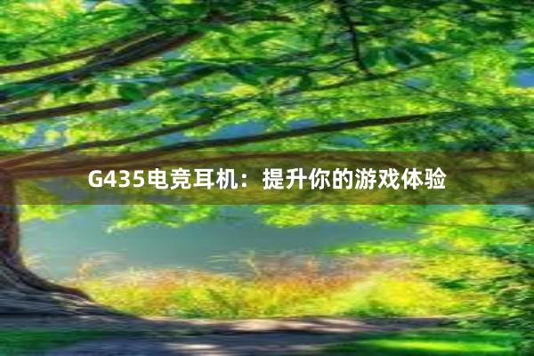 G435电竞耳机：提升你的游戏体验