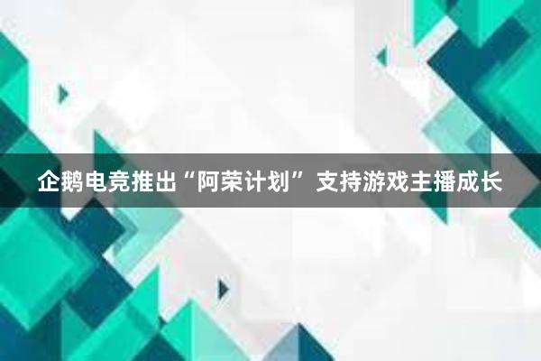 企鹅电竞推出“阿荣计划” 支持游戏主播成长