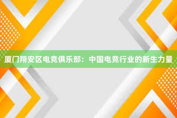 厦门翔安区电竞俱乐部：中国电竞行业的新生力量