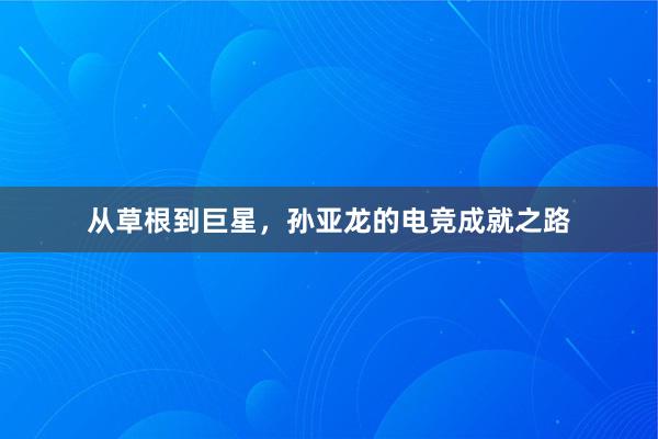 从草根到巨星，孙亚龙的电竞成就之路