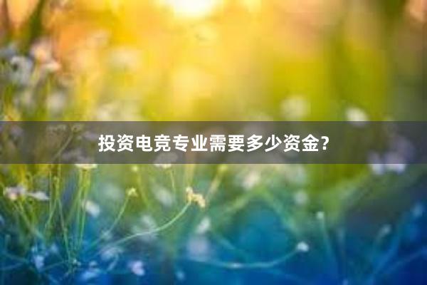 投资电竞专业需要多少资金？